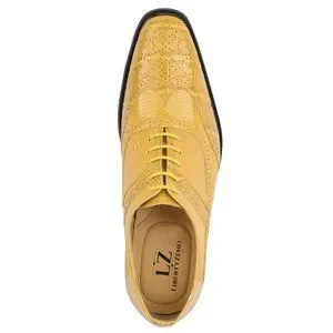 Dallas Mens Musturd Oxford Style Dress Shoes Dallas Man Made Mustard and Pink Oxford Style Brogue Dress  main image 2